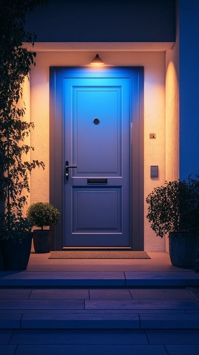 Free Illuminated entryway at night Photo - Door, Night, Blue | Download at  StockCake