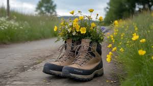Hiking Boots Flowers Stock ...